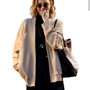 Women's Oversized Tan Open Front Jacket